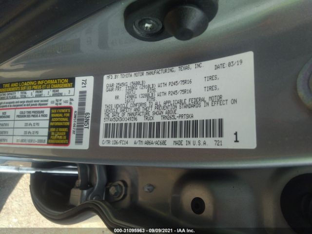 Photo 8 VIN: 5TFAX5GN3KX149396 - TOYOTA TACOMA 2WD 