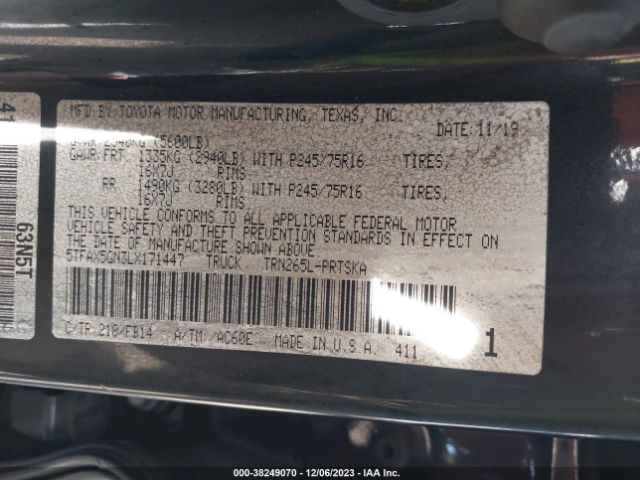 Photo 8 VIN: 5TFAX5GN3LX171447 - TOYOTA TACOMA 