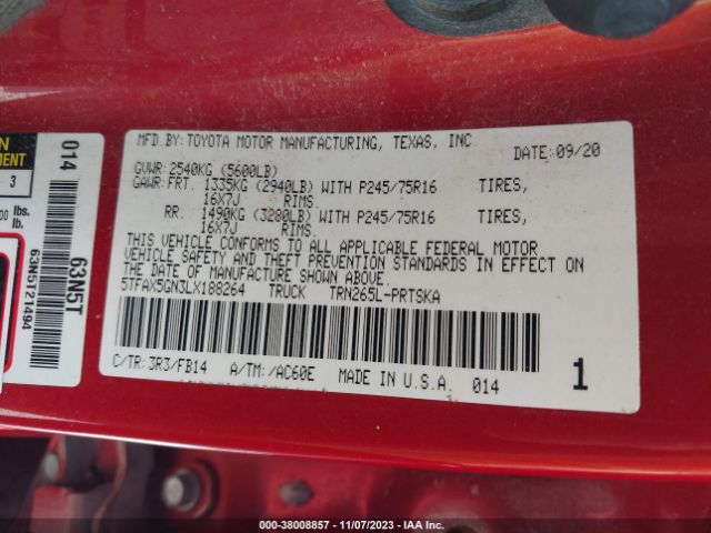 Photo 8 VIN: 5TFAX5GN3LX188264 - TOYOTA TACOMA 