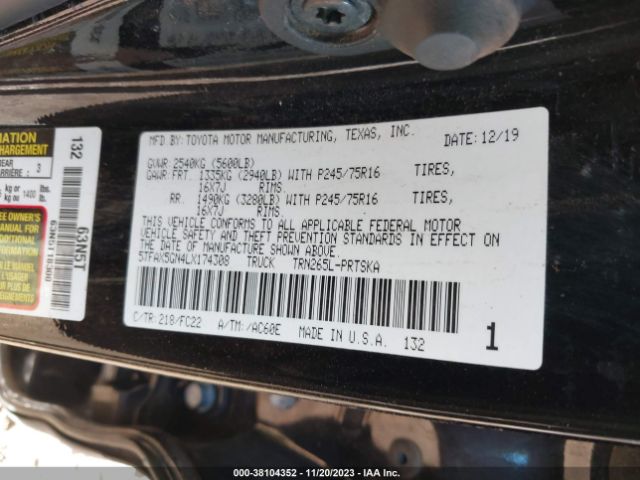 Photo 8 VIN: 5TFAX5GN4LX174308 - TOYOTA TACOMA 