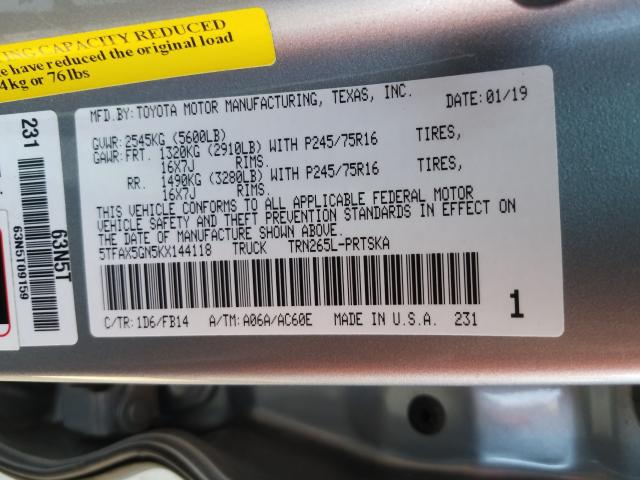 Photo 9 VIN: 5TFAX5GN5KX144118 - TOYOTA TACOMA DOU 