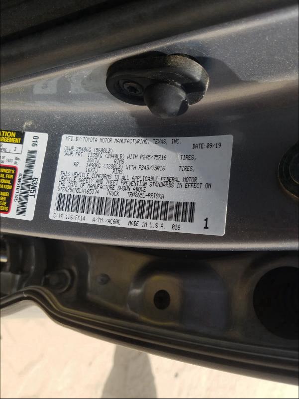 Photo 9 VIN: 5TFAX5GN5LX165374 - TOYOTA TACOMA DOU 