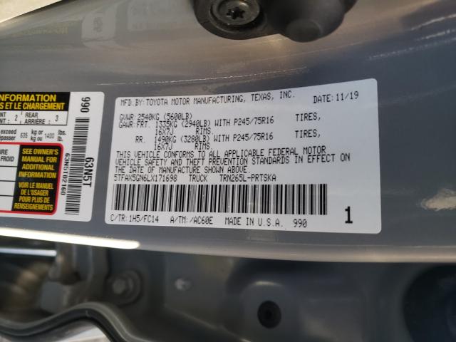 Photo 9 VIN: 5TFAX5GN6LX171698 - TOYOTA TACOMA DOU 