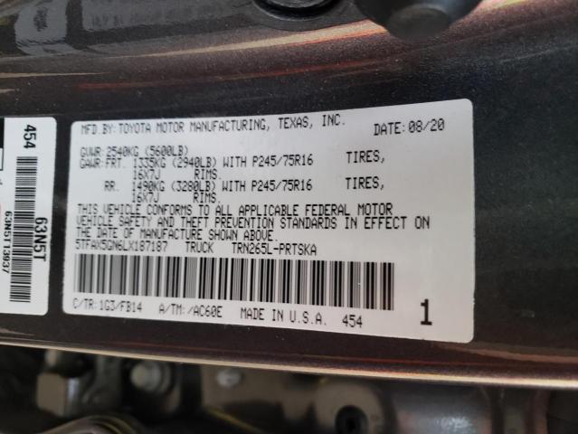 Photo 9 VIN: 5TFAX5GN6LX187187 - TOYOTA TACOMA DOU 