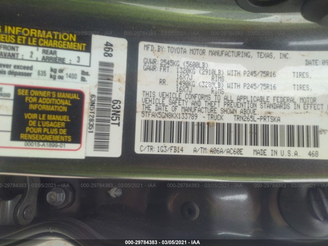 Photo 8 VIN: 5TFAX5GN8KX133789 - TOYOTA TACOMA 2WD 