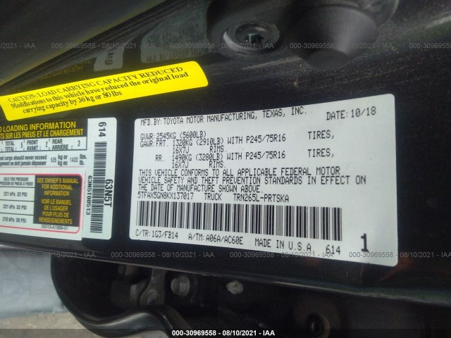 Photo 8 VIN: 5TFAX5GN8KX137017 - TOYOTA TACOMA 2WD 