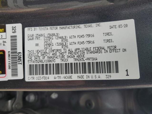 Photo 12 VIN: 5TFAX5GN8LX180693 - TOYOTA TACOMA DOU 