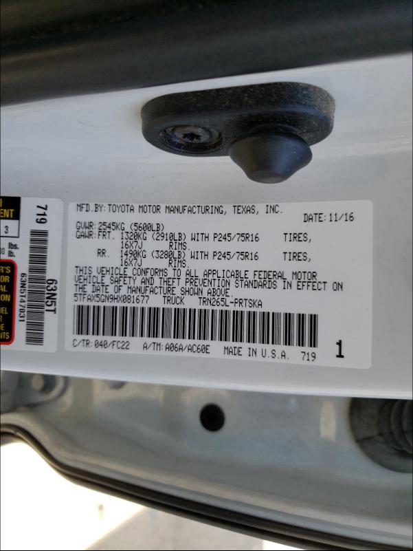 Photo 9 VIN: 5TFAX5GN9HX081677 - TOYOTA TACOMA DOU 