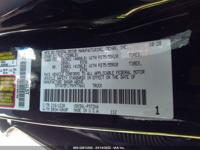 Photo 8 VIN: 5TFAY5F17MX977661 - TOYOTA TUNDRA 4WD 