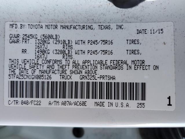 Photo 11 VIN: 5TFAZ5CN1GX005126 - TOYOTA TACOMA DOU 