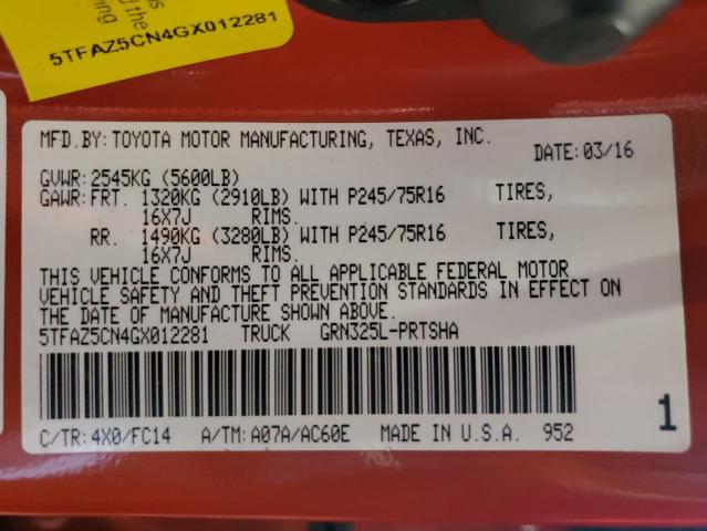 Photo 11 VIN: 5TFAZ5CN4GX012281 - TOYOTA TACOMA DOU 