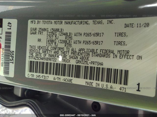 Photo 8 VIN: 5TFAZ5CN4MX098722 - TOYOTA TACOMA 2WD 