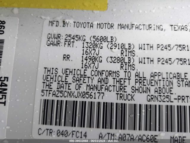 Photo 8 VIN: 5TFAZ5CNXJX056177 - TOYOTA TACOMA 