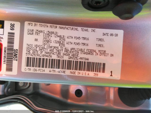 Photo 8 VIN: 5TFAZ5CNXLX094656 - TOYOTA TACOMA 2WD 