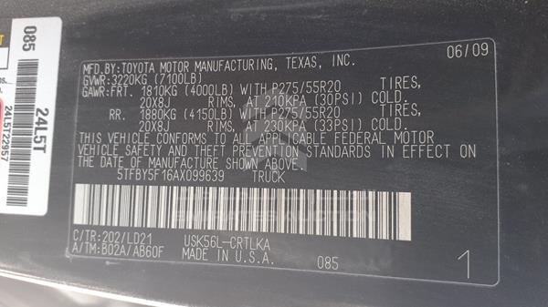 Photo 3 VIN: 5TFBY5F16AX099639 - TOYOTA TUNDRA 