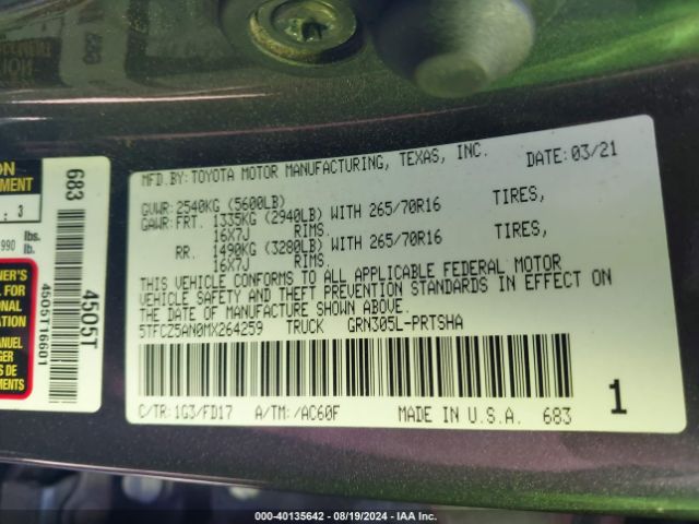 Photo 8 VIN: 5TFCZ5AN0MX264259 - TOYOTA TACOMA 