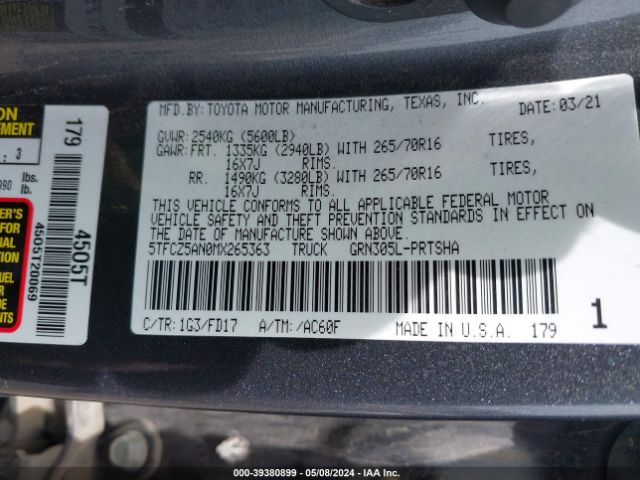 Photo 8 VIN: 5TFCZ5AN0MX265363 - TOYOTA TACOMA 