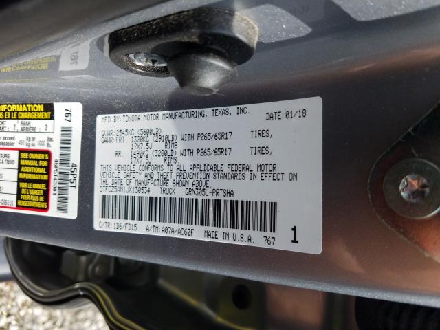 Photo 9 VIN: 5TFCZ5AN1JX130534 - TOYOTA TACOMA DOU 