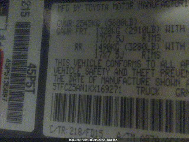 Photo 8 VIN: 5TFCZ5AN1KX169271 - TOYOTA TACOMA 4WD 