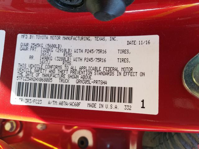 Photo 9 VIN: 5TFCZ5AN2HX068085 - TOYOTA TACOMA DOU 