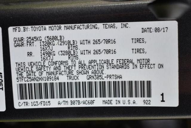 Photo 9 VIN: 5TFCZ5AN2HX109184 - TOYOTA TACOMA DOU 