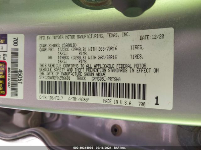 Photo 8 VIN: 5TFCZ5AN2MX256681 - TOYOTA TACOMA 