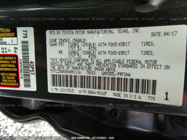 Photo 8 VIN: 5TFCZ5AN3HX091116 - TOYOTA TACOMA 