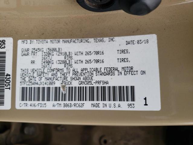 Photo 11 VIN: 5TFCZ5AN4JX141009 - TOYOTA TACOMA DOU 