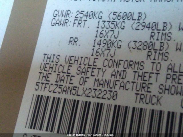 Photo 8 VIN: 5TFCZ5AN5LX232230 - TOYOTA TACOMA 4WD 