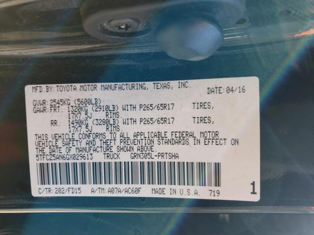 Photo 11 VIN: 5TFCZ5AN6GX029613 - TOYOTA TACOMA DOU 