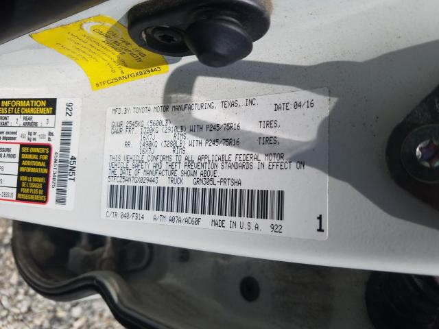 Photo 9 VIN: 5TFCZ5AN7GX029443 - TOYOTA TACOMA DOU 