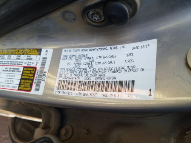 Photo 9 VIN: 5TFCZ5AN8GX014739 - TOYOTA TACOMA DOU 