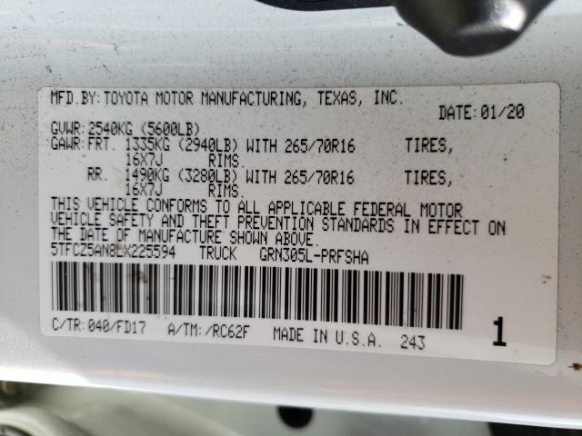 Photo 9 VIN: 5TFCZ5AN8LX225594 - TOYOTA TACOMA DOU 