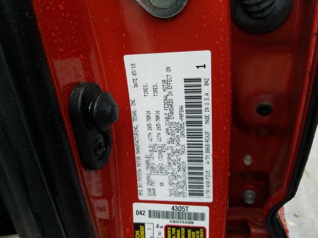 Photo 9 VIN: 5TFCZ5ANXJX140219 - TOYOTA TACOMA DOU 