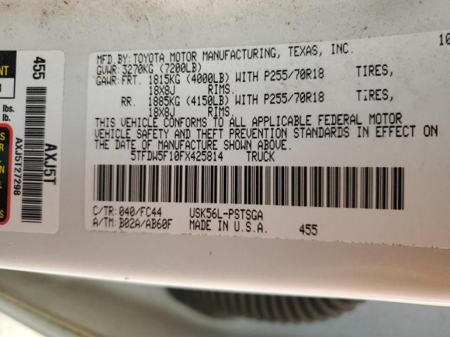 Photo 11 VIN: 5TFDW5F10FX425814 - TOYOTA TUNDRA CRE 