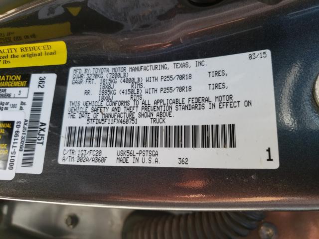 Photo 9 VIN: 5TFDW5F11FX460751 - TOYOTA TUNDRA CRE 