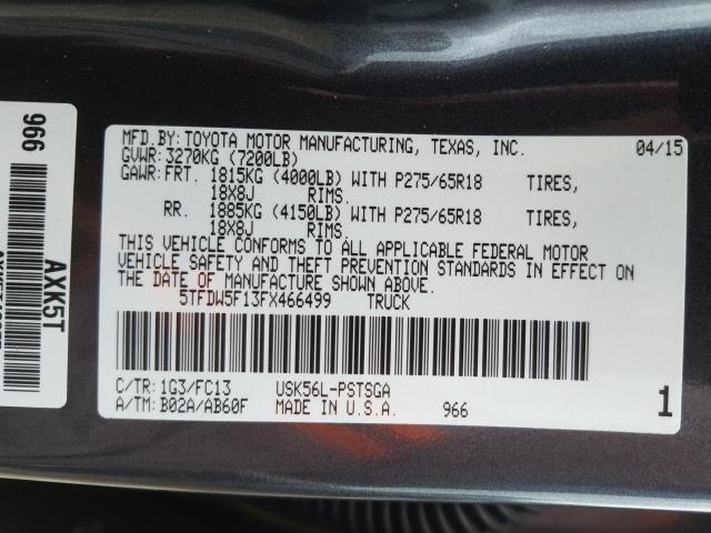 Photo 9 VIN: 5TFDW5F13FX466499 - TOYOTA TUNDRA CRE 