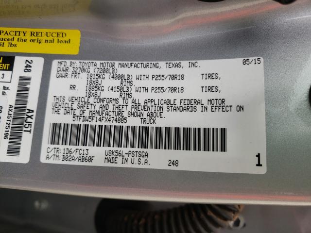 Photo 9 VIN: 5TFDW5F14FX474885 - TOYOTA TUNDRA CRE 