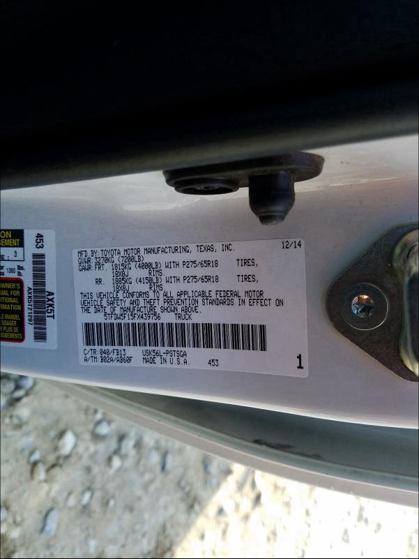 Photo 9 VIN: 5TFDW5F15FX439756 - TOYOTA TUNDRA CRE 