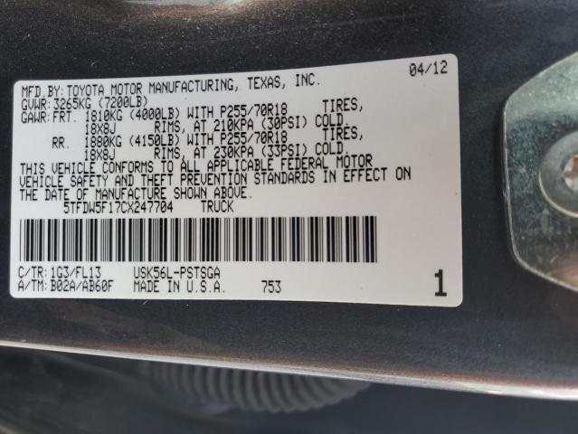 Photo 11 VIN: 5TFDW5F17CX247704 - TOYOTA TUNDRA CRE 