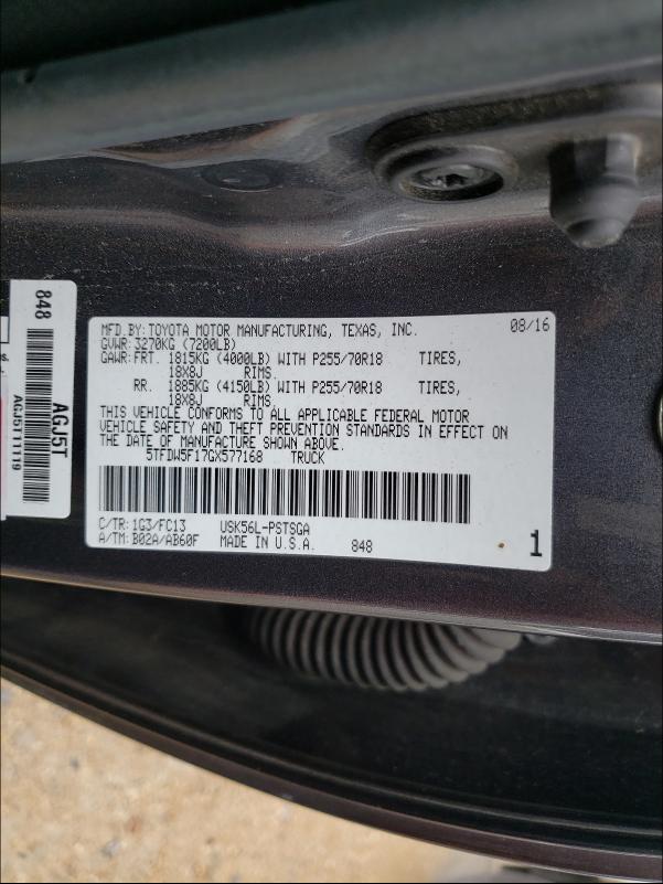 Photo 9 VIN: 5TFDW5F17GX577168 - TOYOTA TUNDRA CRE 