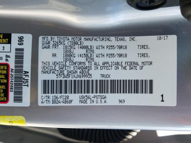 Photo 9 VIN: 5TFDW5F1XJX699935 - TOYOTA TUNDRA CRE 