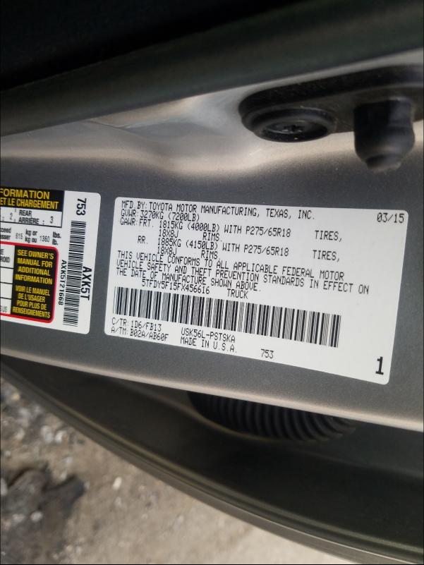 Photo 9 VIN: 5TFDY5F15FX456616 - TOYOTA TUNDRA CRE 