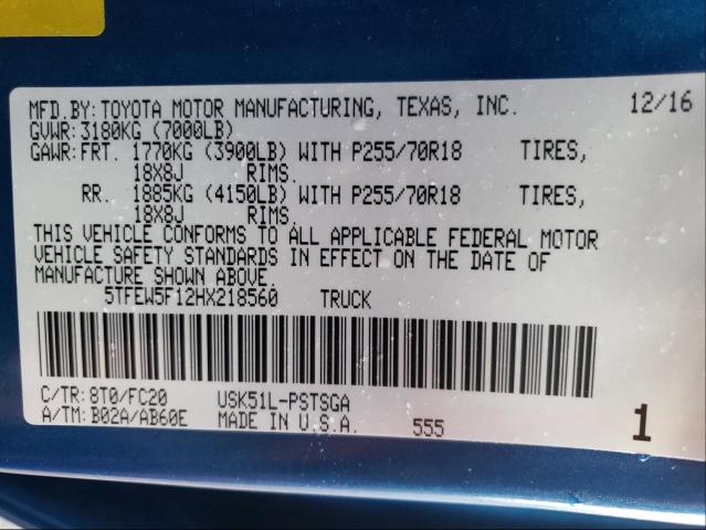 Photo 9 VIN: 5TFEW5F12HX218560 - TOYOTA TUNDRA CRE 