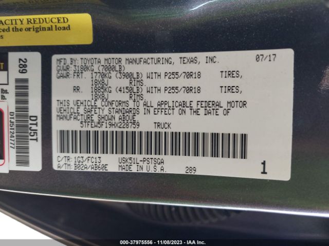 Photo 8 VIN: 5TFEW5F19HX228759 - TOYOTA TUNDRA 2WD 