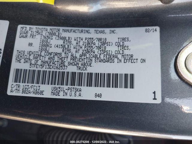 Photo 8 VIN: 5TFEY5F13EX162537 - TOYOTA TUNDRA 2WD TRUCK 