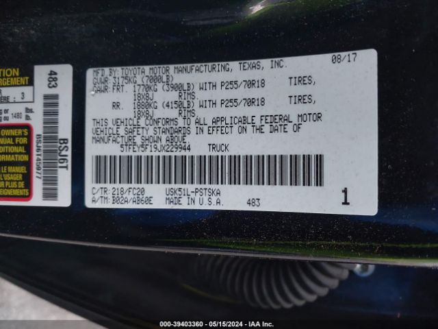 Photo 8 VIN: 5TFEY5F19JX229944 - TOYOTA TUNDRA 