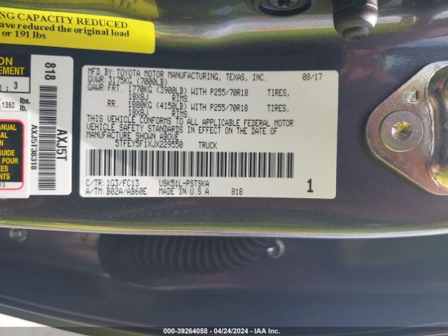 Photo 8 VIN: 5TFEY5F1XJX229550 - TOYOTA TUNDRA 