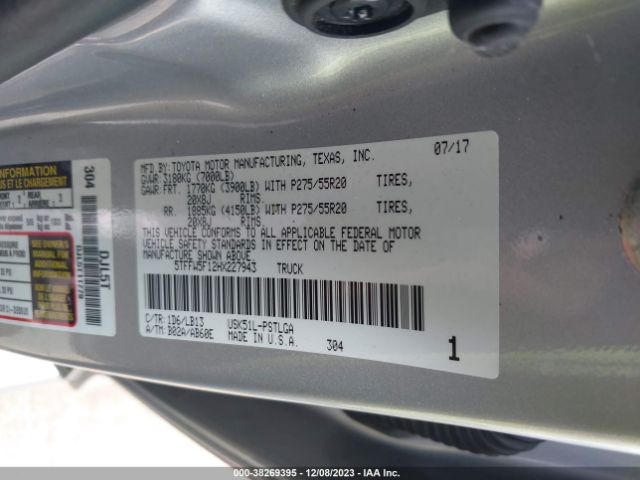 Photo 8 VIN: 5TFFW5F12HX227943 - TOYOTA TUNDRA 2WD 