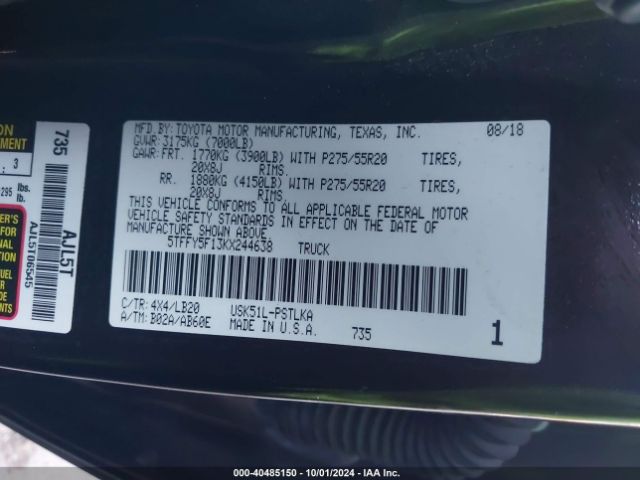 Photo 8 VIN: 5TFFY5F13KX244638 - TOYOTA TUNDRA 